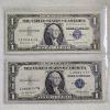 Image 1 : Two Authentic United States $1 Blue Seal Silver Certificates FV: $2.00
