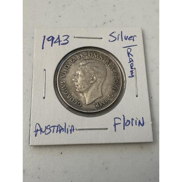1943 Australia Shilling Florin .925 Silver - High Grade Coin - ASW .3364