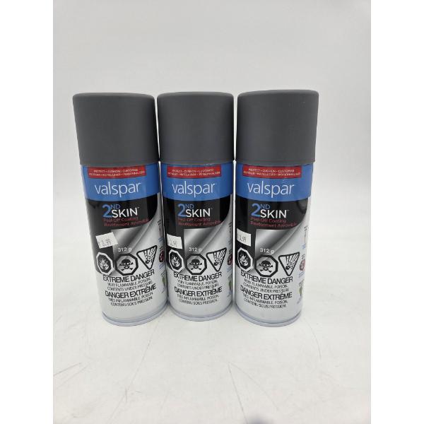 Three 11oz Cans Of Valspar 2nd Skin Peel Off Coating In Smoke