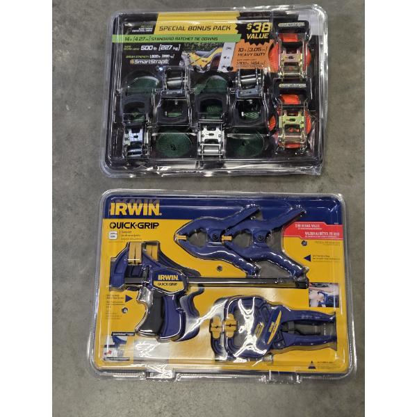 New Irwin Clamp Set And New Tie Down & Ratchet Strap Set