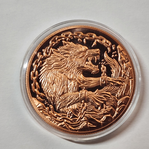 Fenrir Unchained 1 ADVP oz .999 Fine Copper Round - in Capsule
