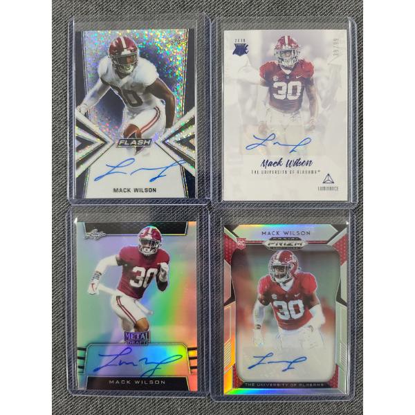 Lot of Four 2019 Mack Wilson Autographed Trading Cards - 2 Leaf & 2 Panini 