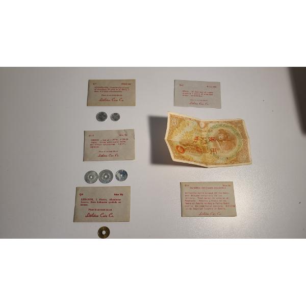 Littleton Coin Co Foreign Coins & Paper Money- Yugoslavia, Greece, Lebanon, Spain & Japan