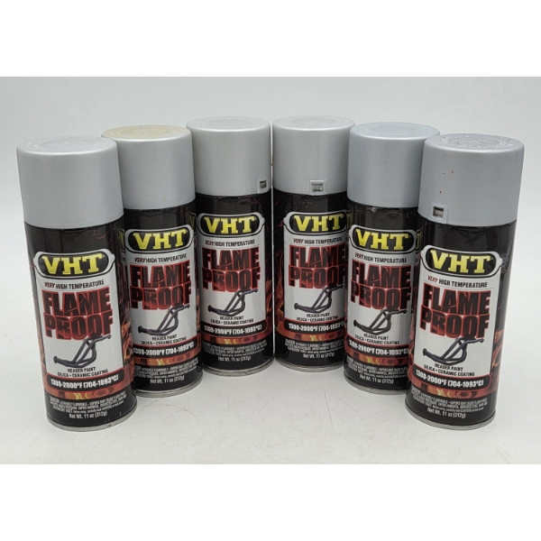 Six Brand New 11oz Cans Of VHT High Temp Spray Paint In Flat Silver