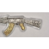 Image 5 : 2024 Chad 2 Oz .999 Fine Silver Assault Rifle Shaped Coin With Antiqued & Gilded Accents 