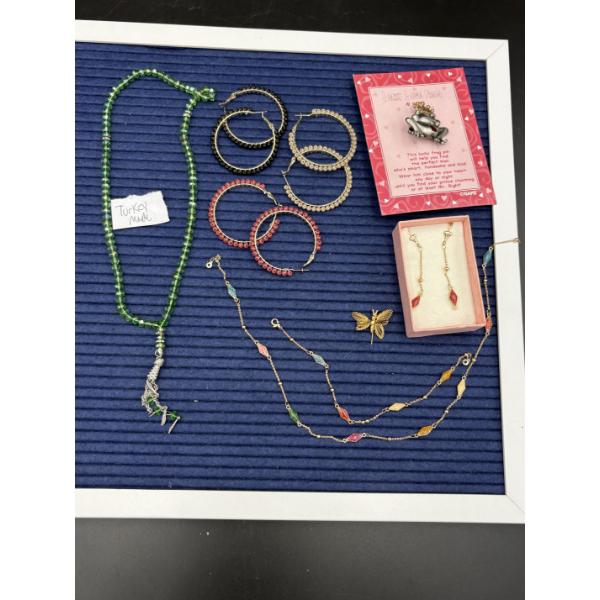 3 Sets of Earrings - Turkish Made Necklace - Bracelet & Earring/Necklace Set (Diamond Shaped Colored