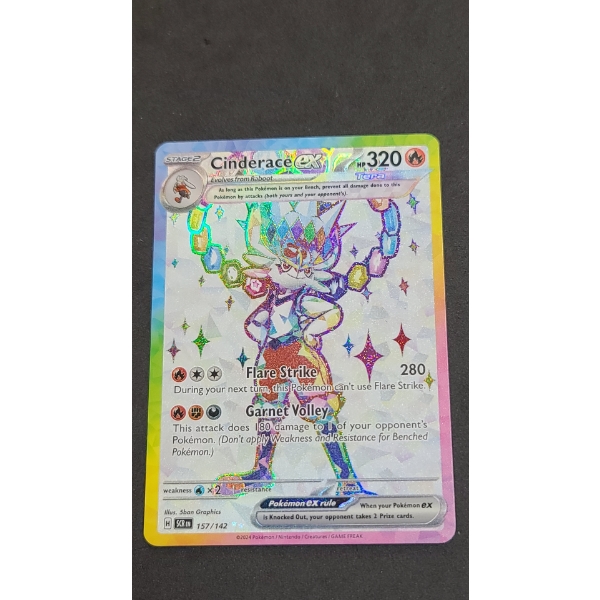 2024 Cinderace EX Ultra Rare 157/142 Holo Pokémon Card