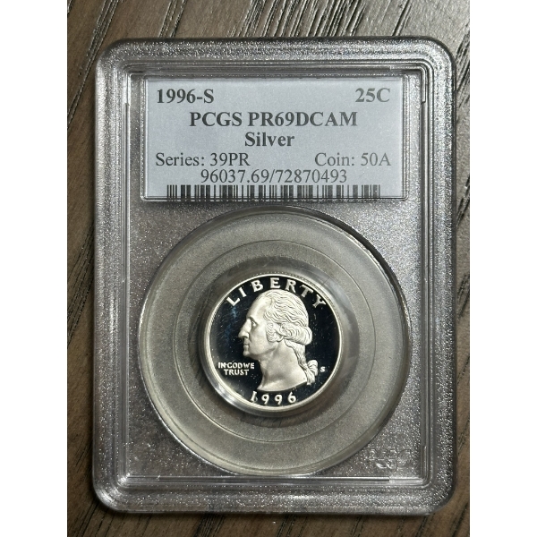 PCGS PR69 DCAM 1996-S Silver Washington Quarter