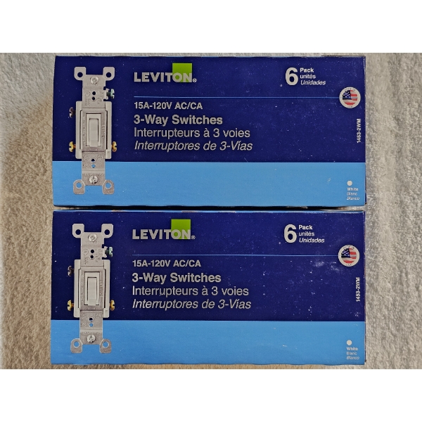 Leviton 3-Way Wall Switches - 6 Per Box x 2 Boxes = 12 Switches