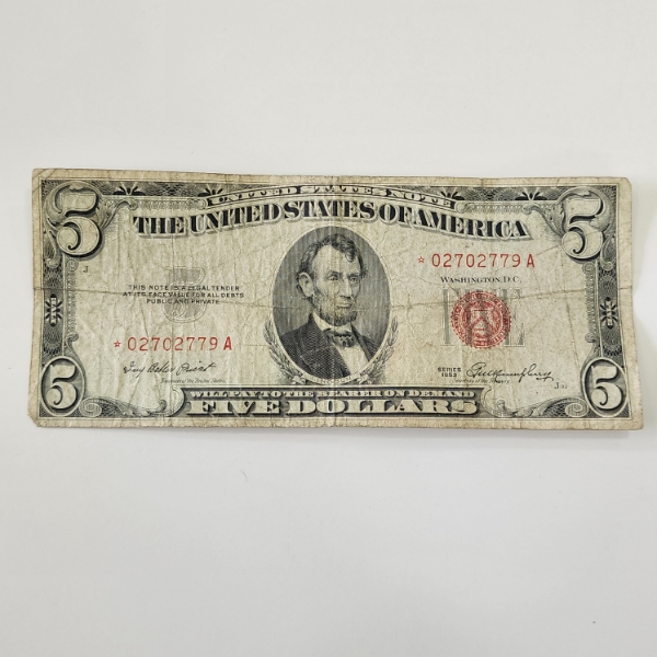 United States Series 1953 Red Seal $5 *STAR NOTE* - Face Value $5.00