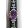 Image 5 : 14K Yellow Gold Women's Amethyst & Diamond Vintage Style Cocktail Ring - Size 9 - Total Weight: 7.0g