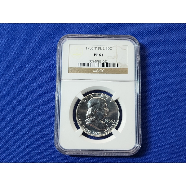 1956 NGC PF 67 Silver Franklin Half Dollar Type 2 