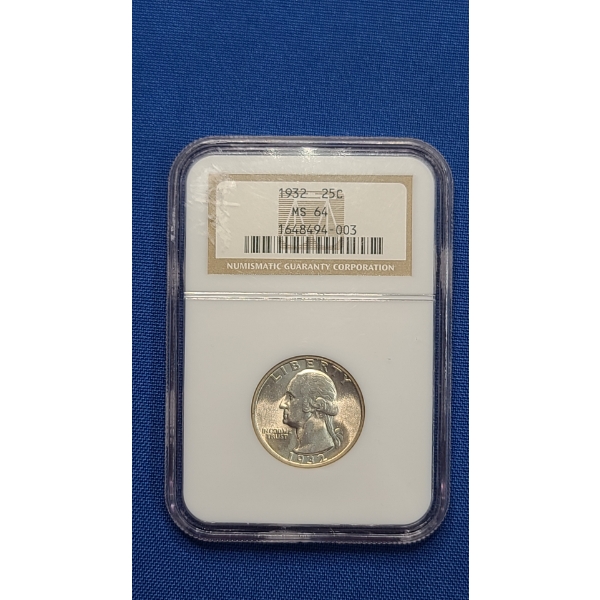 NGC 1932 MS 64 90% Silver Washington Quarter
