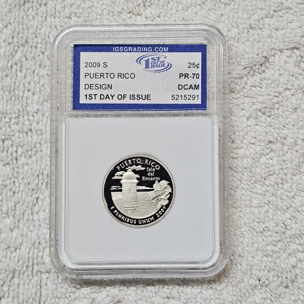2009-S 90% Silver Puerto Rico Quarter certified as PR-70 Deep Cameo (DCAM) by IGS Grading