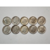 Image 1 : x10 Assorted Years 90% Silver Roosevelt Dimes Face Value $1.00