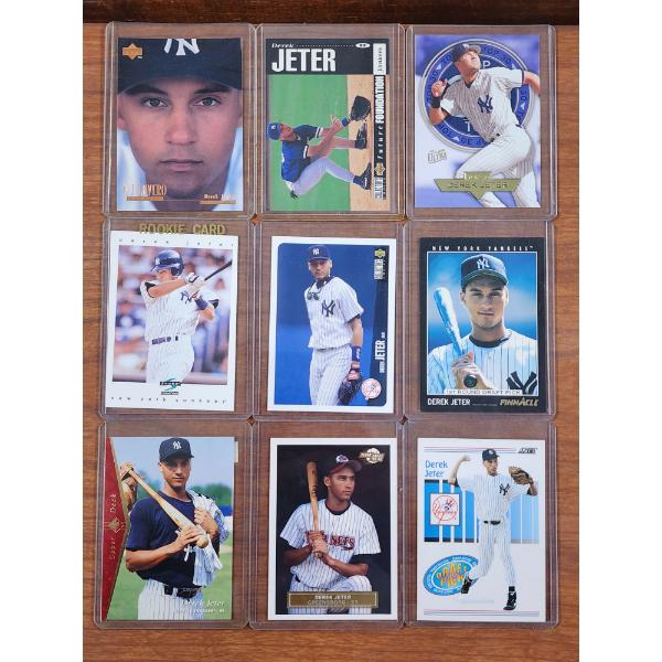 Nine Assorted Derek Jeter Baseball Trading Cards 