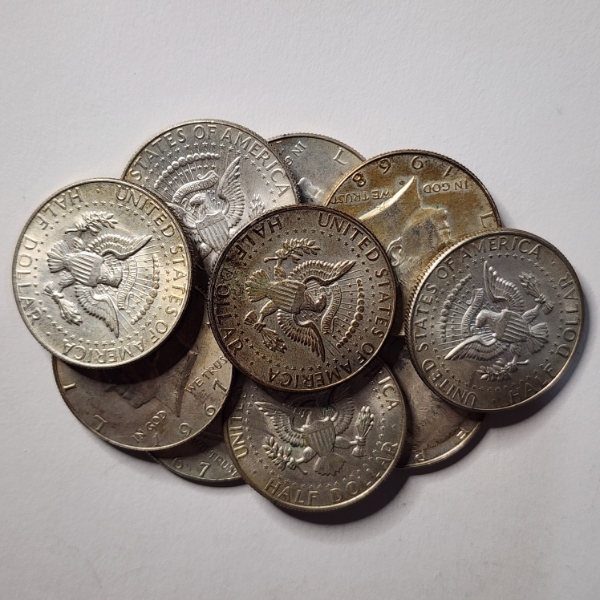 Ten Assorted 40% Silver United States Kennedy Half Dollars ~ Face Value $5.00