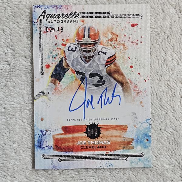 2024 Topps Motif Football Joe Thomas Cleveland Aquarelle Autographs No. 02/49 Trading Card