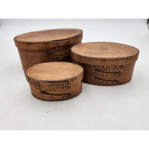 Vintage Ovel Wooden Nesting Boxes - Set of 3