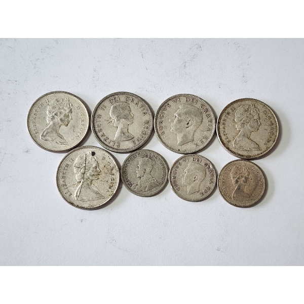 Canadian Silver Coin Lot – Quarters & Dimes 1936–1968 FV: $1.55 CAD
