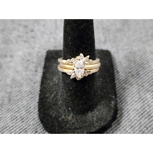 14K Yellow Gold Marquise Diamond Wedding Ring Set Ft. Approximately 0.6 Carat Diamond~ Weighing 6.1G