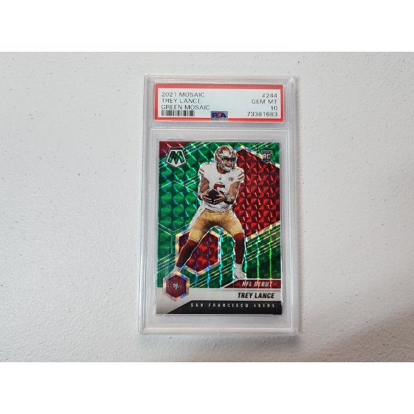 2021 Panini Mosaic Trey Lance Green Mosaic Rookie Card #244 - PSA Gem Mint 10