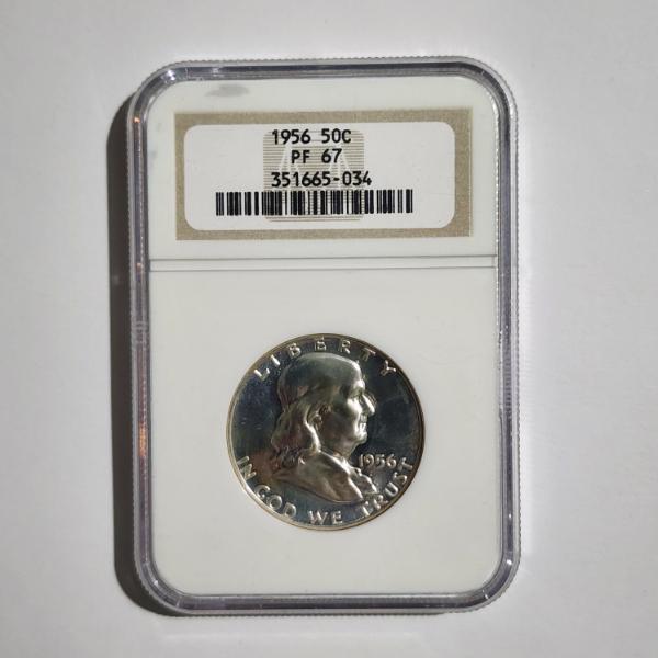 NGC PF67 Graded 1956 United States 90% Silver Franklin Proof Half Dollar