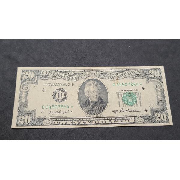 Series 1950 B $20 Green Seal STAR Bank Note With Priest & Anderson Signatures - Face Value: $20.00