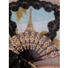 Image 2 : 4 Folding Fans, Vintage Gold Tone And Black Enamel Compact Mirror, & Cigarette Case With Lighter.