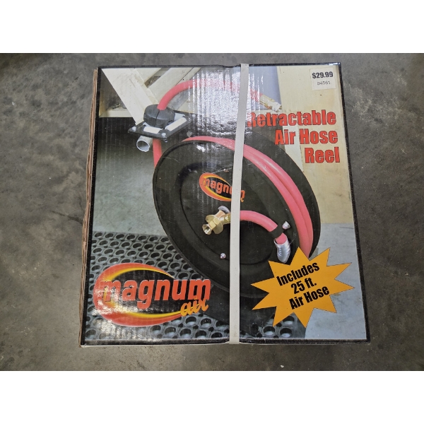 New In Box Magnum Retractable 25 ft. Air Hose & Reel