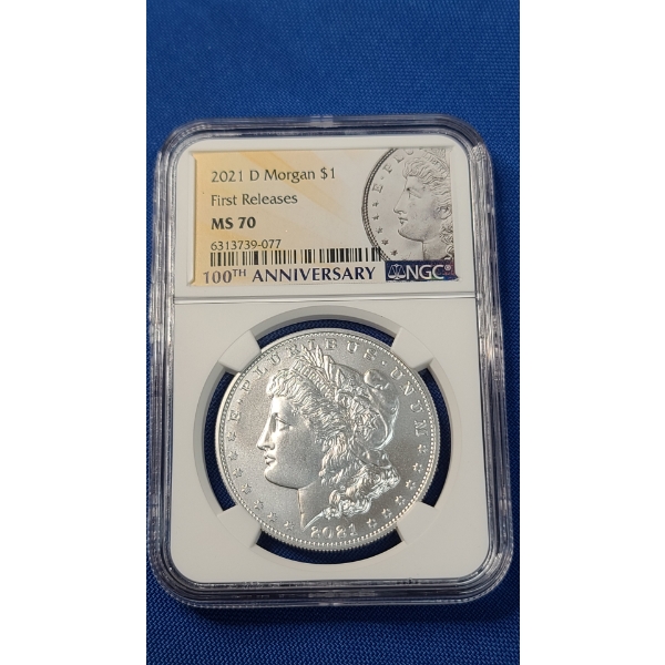 2021-D NGC First Releases MS 70 100th Anniversary 90% Silver Morgan Dollar 