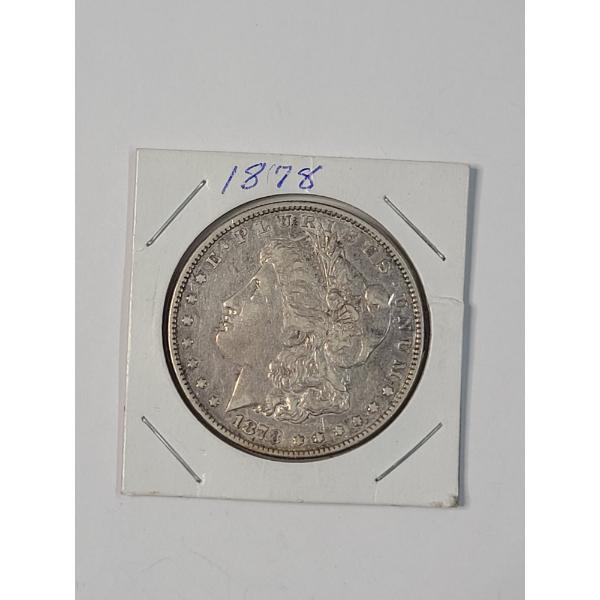 United States 1878 Morgan 90% Silver Dollar - Seven Tail Feather Variety