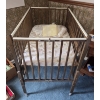 Image 1 : PICKUP IN CANTON - Vintage Solid Wood Crib, Mattress, Linens. 27'' Wide 40'' Long & 37'' Tall 