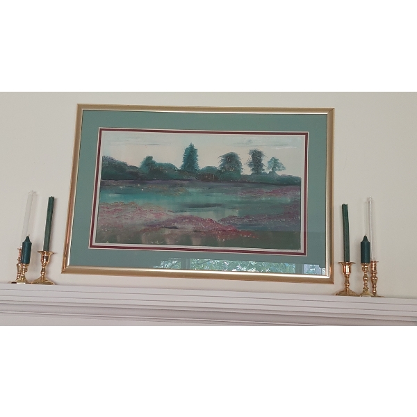 As Pictured - Nice Group Of Home Decor Shown On Fireplace Mantel - Includes Framed Print As Shown  