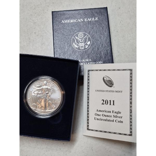 2011 W (West Point Mint) United States Silver .999 1 Oz Eagle Proof w Case