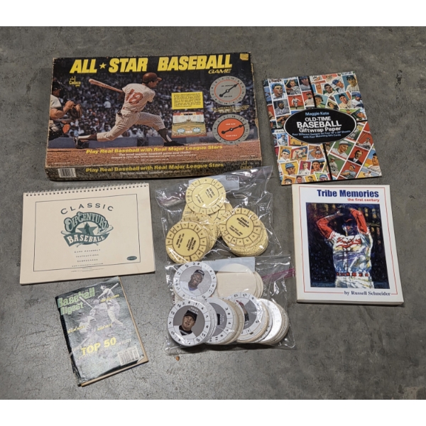 Excellent Condition Vintage All Star Baseball Board Game, New Gift Wrap, Tribe Moments Book & Baseba