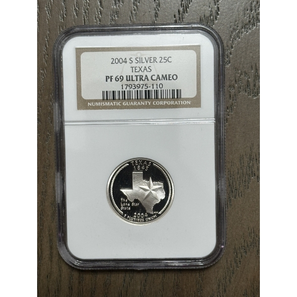 NGC PF69 Ultra Cameo 2004-S Silver State Quarter - Texas