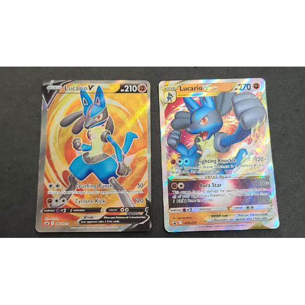 Lucario V Black Star Promo Holo Full Art & Lucario VStar Black Star Promo Holo Pokémon Trading Card 