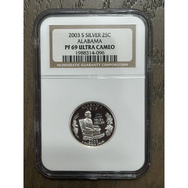 NGC PF69 Ultra Cameo 2003-S Silver State Quarter - Alabama