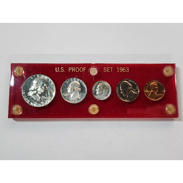 1963 U.S. Proof Set Including 90% Silver Half Dollar, Quarter, Dime 