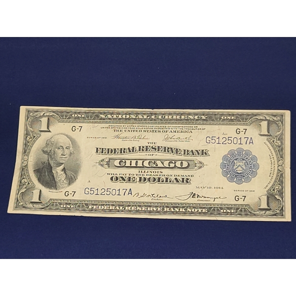 1918 $1 Federal Reserve Bank Note Chicago FR#727 Teehee, Burke, McCloud & McDougal - BEAUTIFUL NOTE