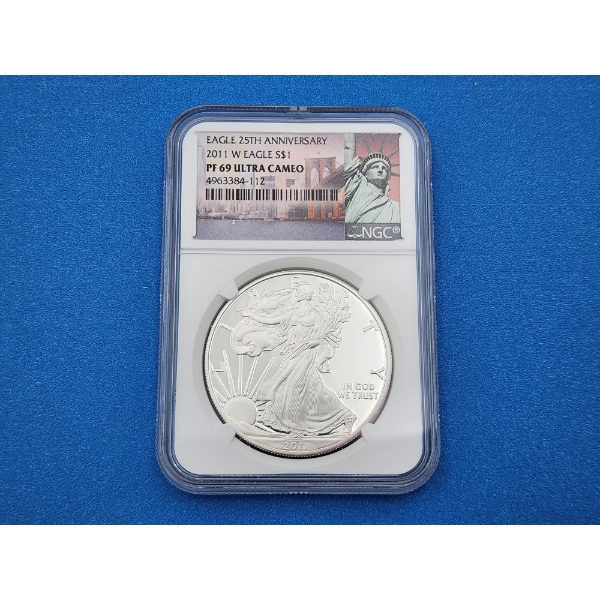 NGC PS 69 Ultra Cameo 2011 W American Eagle 25th Anniversary - 1 oz Fine Silver