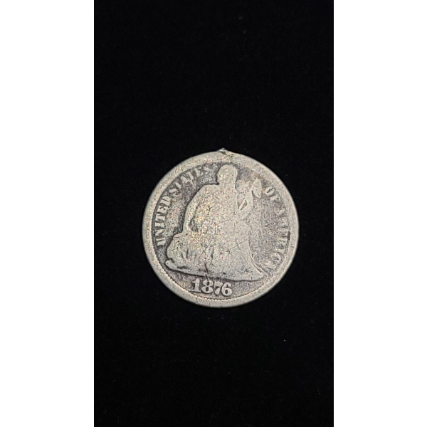 1876 Carson City Seated Liberty 90% Silver Dime 