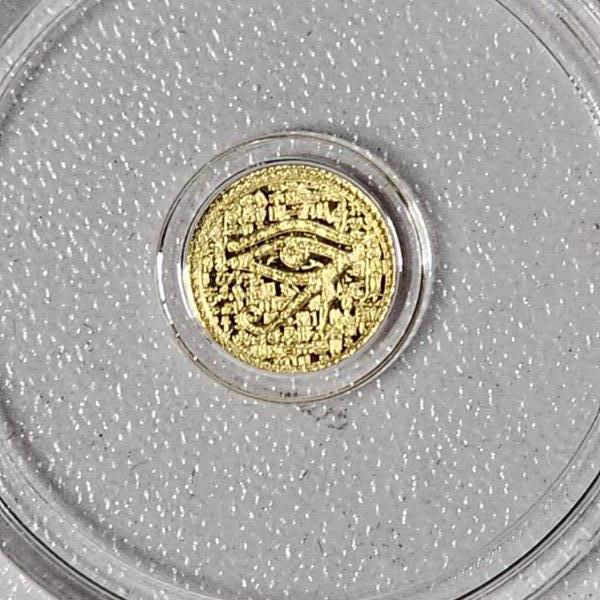 GOLD!!! Egyptian Eye Of Ra And Ankh 1/500 Ounce 99.99% Pure Gold Round AGW: 0.0020 toz.