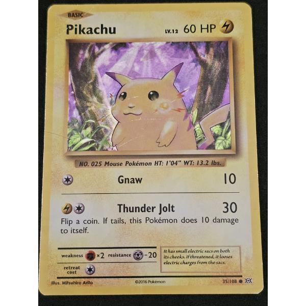 Pikachu 35/108 Rare Vintage Pokemon Trading Card with Protective Sleeve