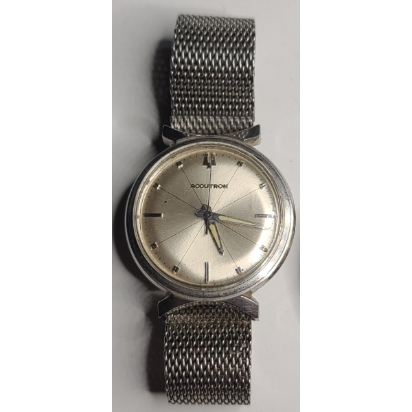 Vintage Bulova 28356 M6 Accutron Electronic Wristwatch With Gemex Stainless Mesh Band - Untested