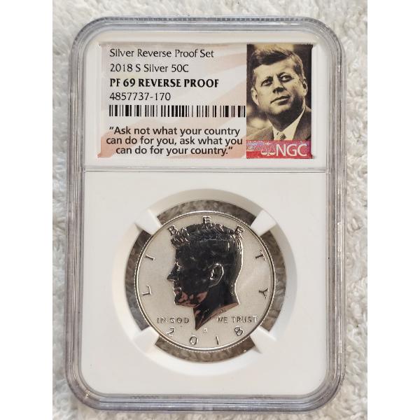 NGC PF 69 Reverse Proof 2018-S Kennedy Half Dollar Silver Coin