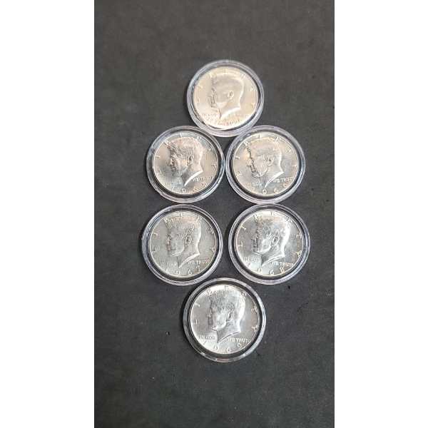 Assorted Years 40% Silver Encapsulated Kennedy Half Dollars - Face Value: $3.00