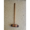 Image 2 : Very Old Flat Belt Pulley 14" (Could not be confirmed as Antique), Wooden Mallet, and Vintage Wooden