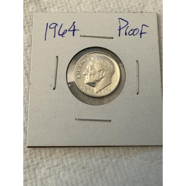 1964 United States Roosevelt Silver Proof Dime - High Grade Coin